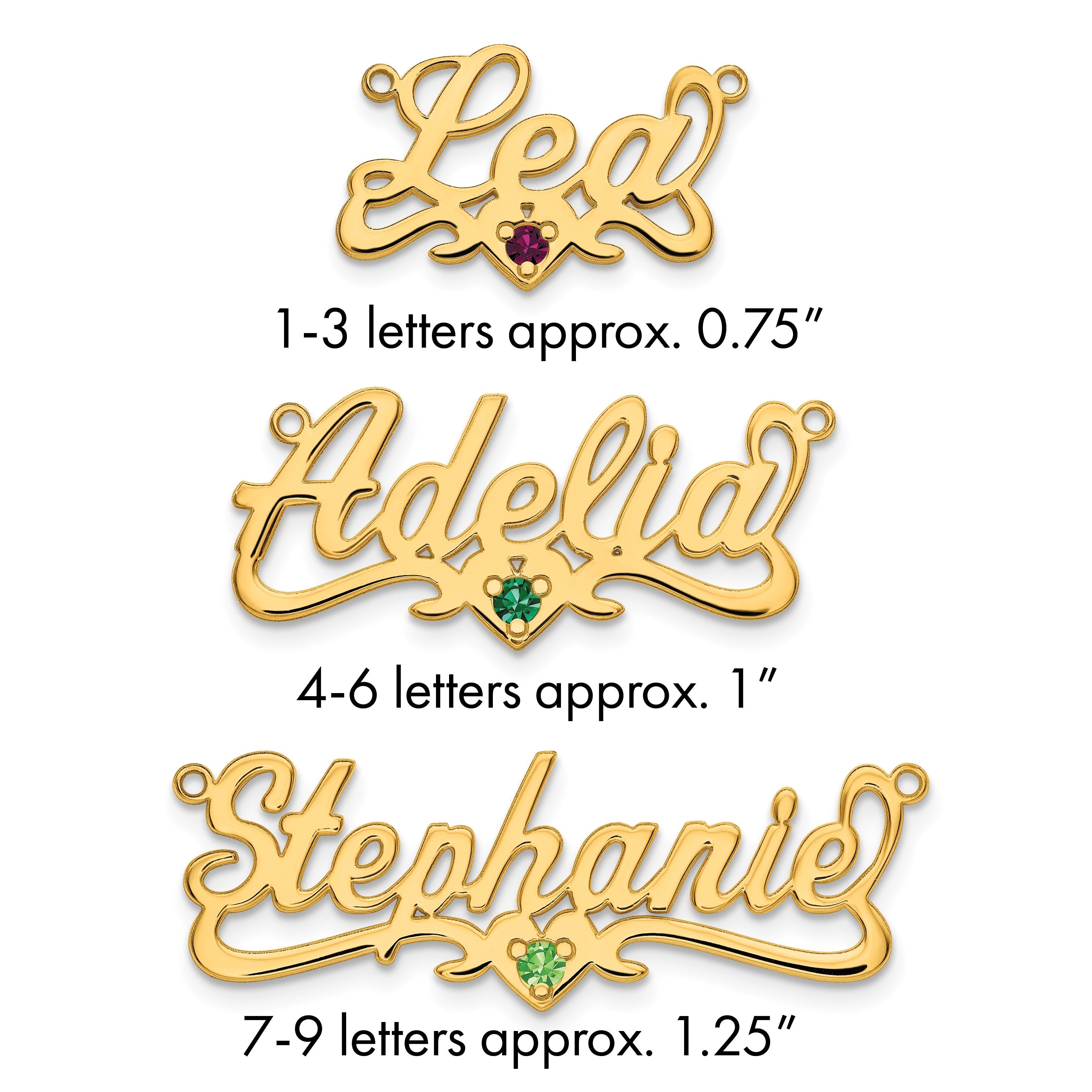 14K Gelbgold Geburtsstein Herz Name Platte