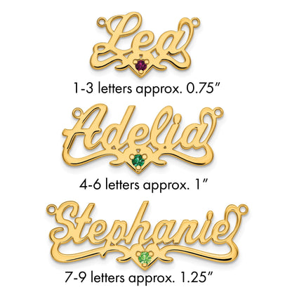 14K Gelbgold Geburtsstein Herz Name Platte