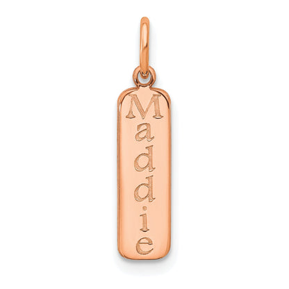 Roségoldbeschichtet Gold/ Sterlingsilber Block Schriftart Name Stab Charm