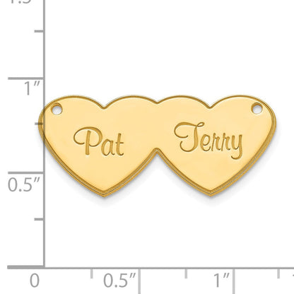 14K Gelbgold Doppelt Herz Name Platte