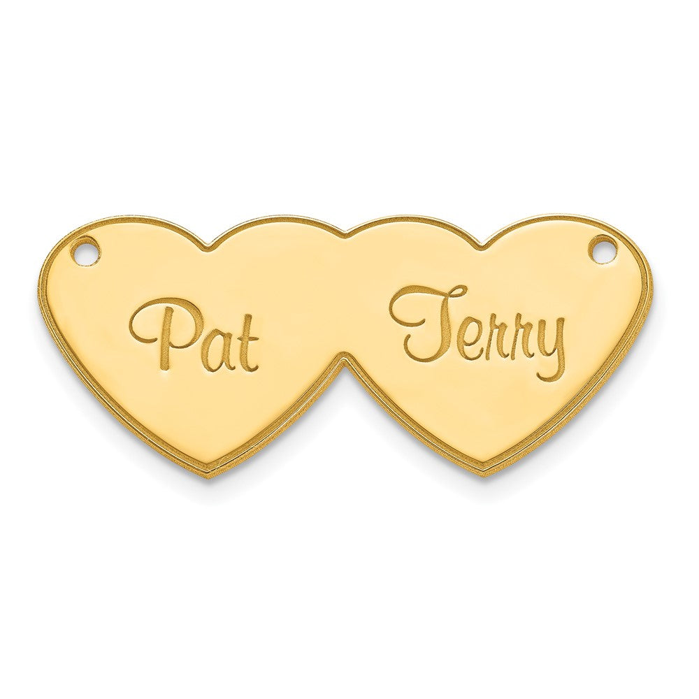 14K Gelbgold Doppelt Herz Name Platte