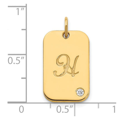 Vergoldet Sterlingsilber /gold Initiale Erkennungsmarke mit Diamant Charm