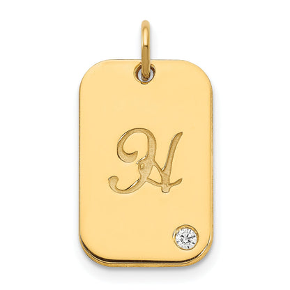 14K Gelbgold Initiale Erkennungsmarke mit Diamant Charm
