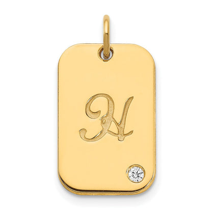 Vergoldet Sterlingsilber /gold Initiale Erkennungsmarke mit Diamant Charm