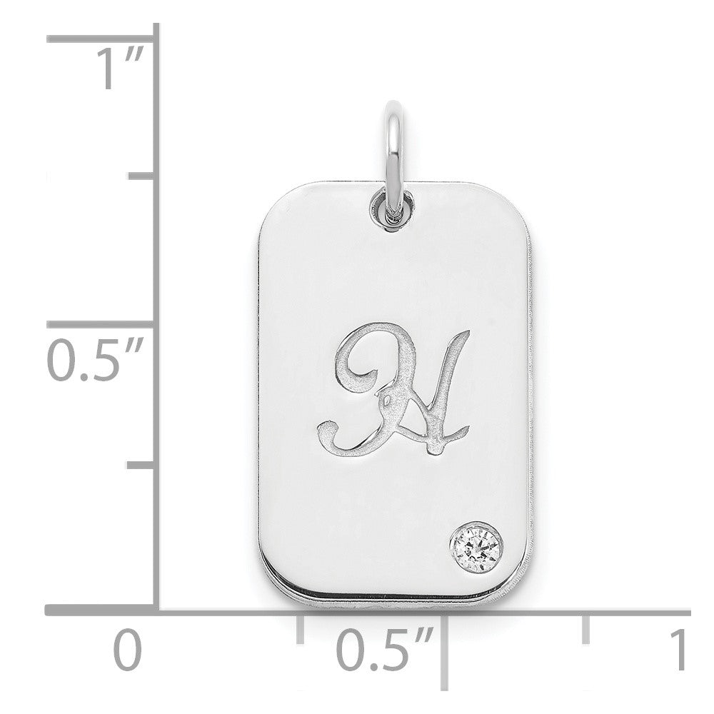 Sterlingsilber Initiale Erkennungsmarke mit Diamant Charm