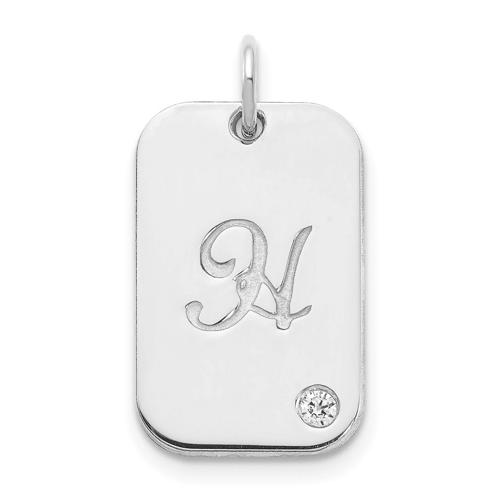 Sterlingsilber Initiale Erkennungsmarke mit Diamant Charm