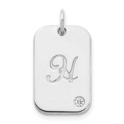 Sterlingsilber Initiale Erkennungsmarke mit Diamant Charm