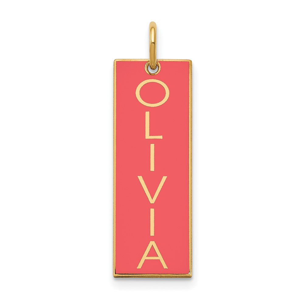 Vergoldet Sterlingsilber /gold Groß Emailliert Name Stab Charm