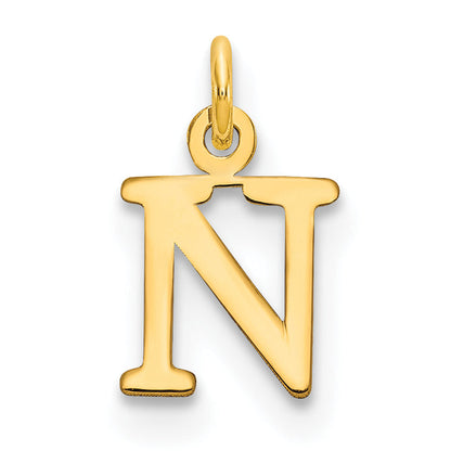 14K Gelbgold 14ky Ausgeschnitten Buchstabe N Initiale Anhänger