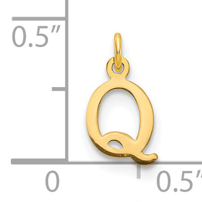14K Gelbgold 14ky Ausgeschnitten Buchstabe Q Initiale Anhänger