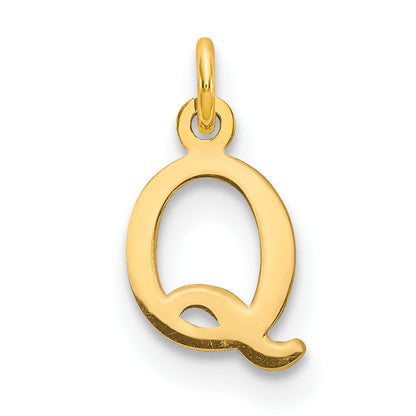14K Gelbgold 14ky Ausgeschnitten Buchstabe Q Initiale Anhänger