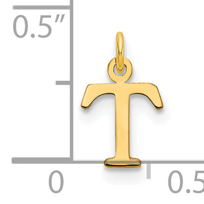 14K Gelbgold 14ky Ausgeschnitten Buchstabe T Initiale Anhänger