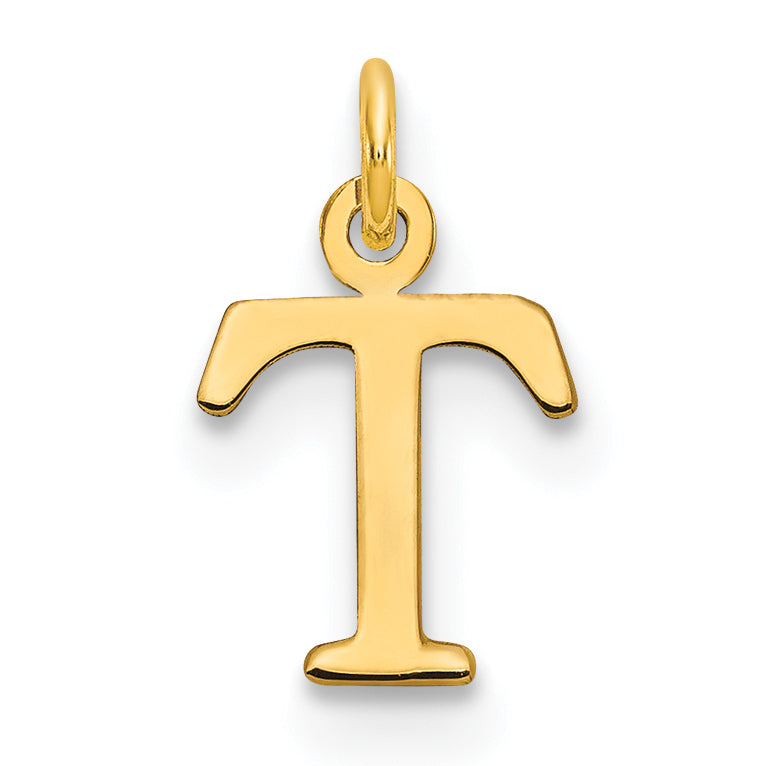 14K Gelbgold 14ky Ausgeschnitten Buchstabe T Initiale Anhänger