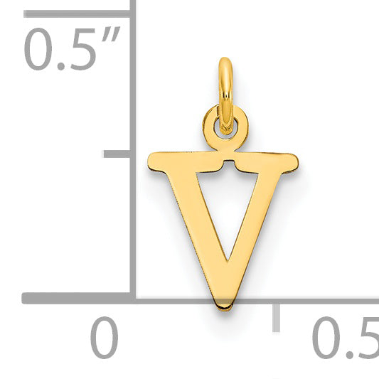 14K Gelbgold 14ky Ausgeschnitten Buchstabe V Initiale Anhänger