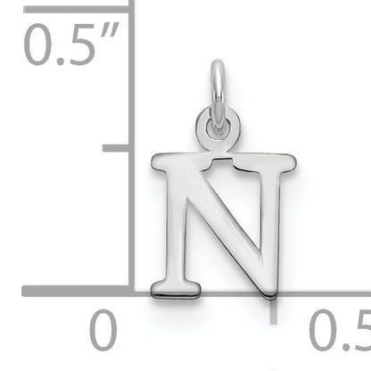 14K Weißgold 14kw Ausgeschnitten Buchstabe N Initiale Anhänger