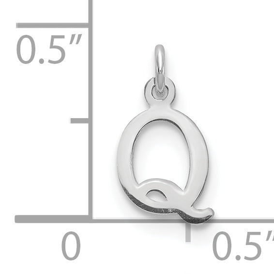 10K Weißgold 10kw Ausgeschnitten Buchstabe Q Initiale Charm