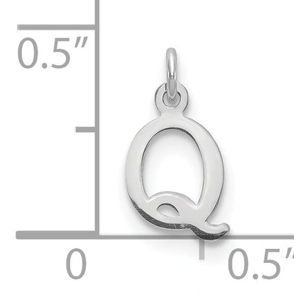 10K Weißgold 10kw Ausgeschnitten Buchstabe Q Initiale Charm