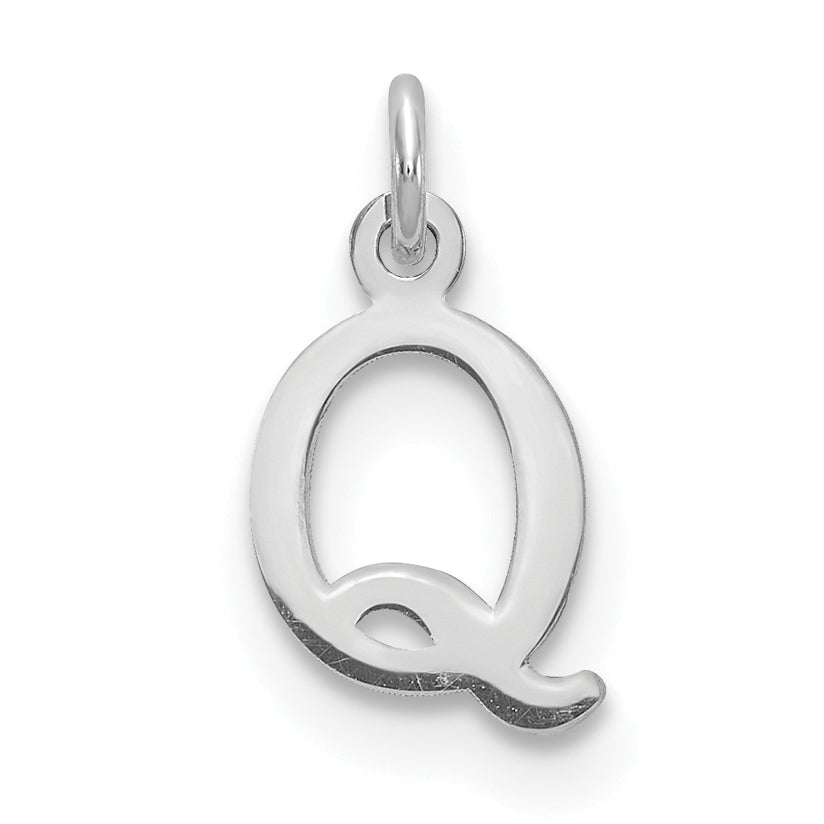 10K Weißgold 10kw Ausgeschnitten Buchstabe Q Initiale Charm