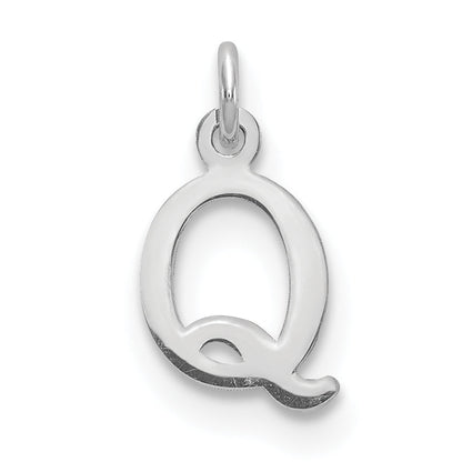 10K Weißgold 10kw Ausgeschnitten Buchstabe Q Initiale Charm