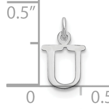 10K Weißgold 10kw Ausgeschnitten Buchstabe U Initiale Charm