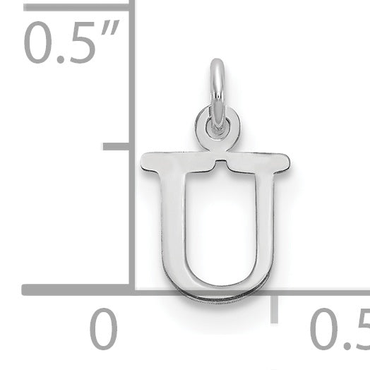 14K Weißgold 14kw Ausgeschnitten Buchstabe U Initiale Anhänger