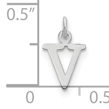 10K Weißgold 10kw Ausgeschnitten Buchstabe V Initiale Charm