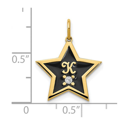 Vergoldet Sterlingsilber /gold Initiale Emailliert Stern mit Diamant Charm