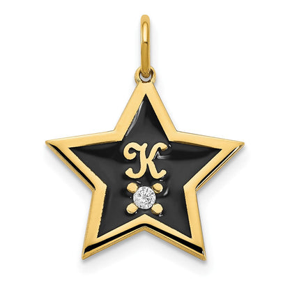 Vergoldet Sterlingsilber /gold Initiale Emailliert Stern mit Diamant Charm