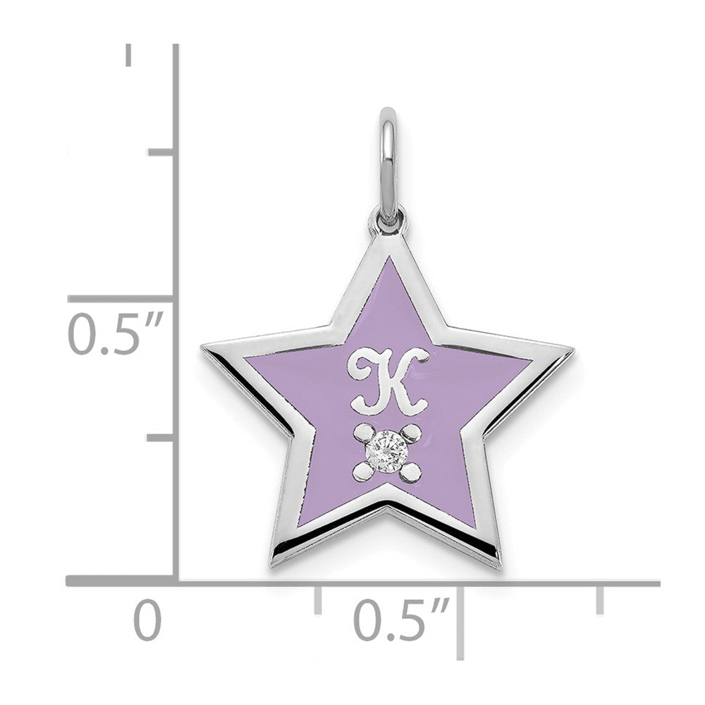 Sterlingsilber Silber/rhodiniert Initiale Emailliert Stern mit Diamant Charm