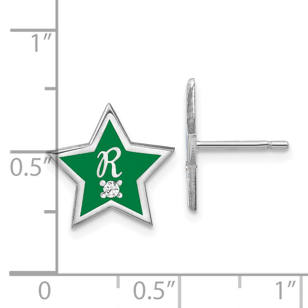 Sterlingsilber Silber/rhodiniert Initiale Emailliert Stern mit Diamant Ohrstecker