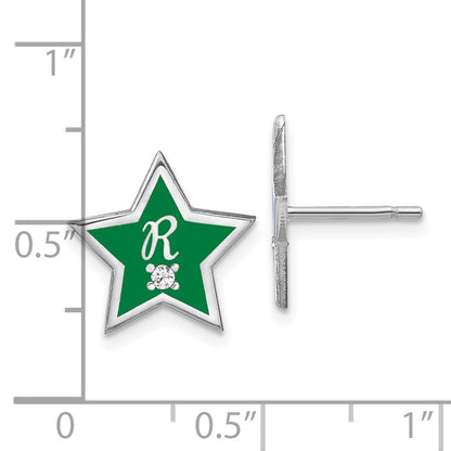 Sterlingsilber Silber/rhodiniert Initiale Emailliert Stern mit Diamant Ohrstecker