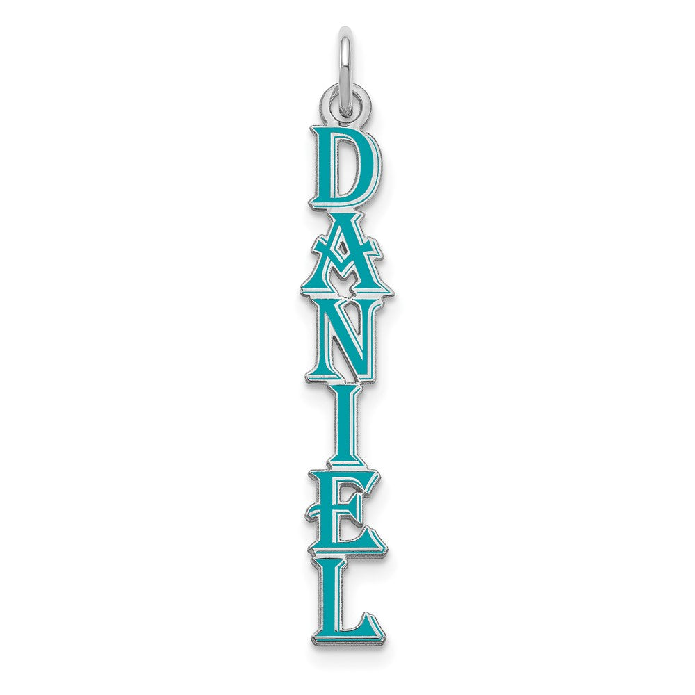 14K Weißgold Algerian Schriftart Epoxid Name Platte Charm