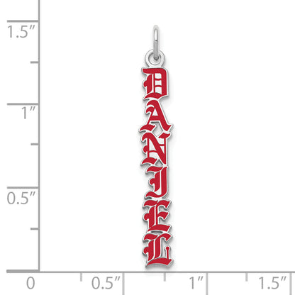 Sterlingsilber Rhodiniert English Towne Schriftart Epoxid Name Platte Charm