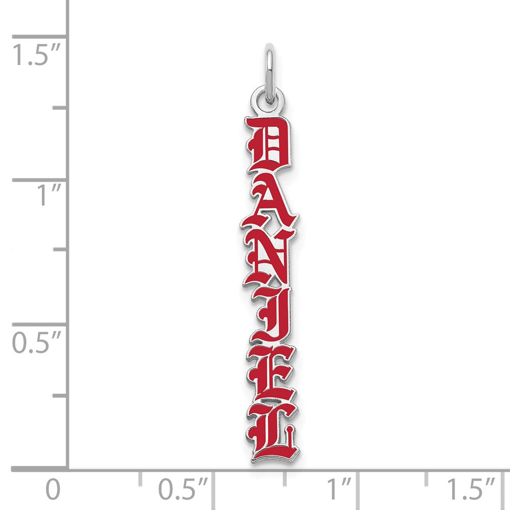 14K Weißgold English Towne Schriftart Epoxid Name Platte Charm