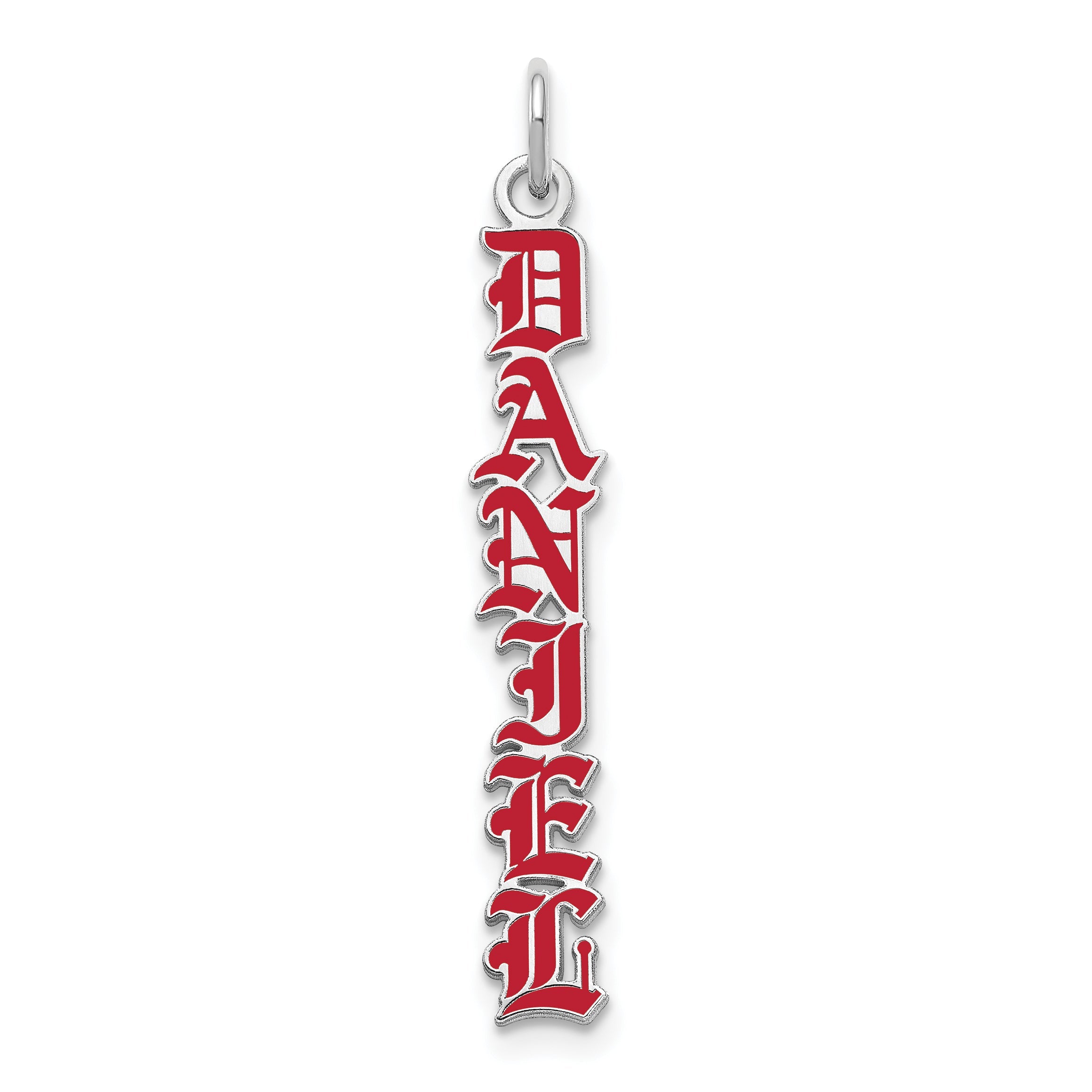 Sterlingsilber Rhodiniert English Towne Schriftart Epoxid Name Platte Charm
