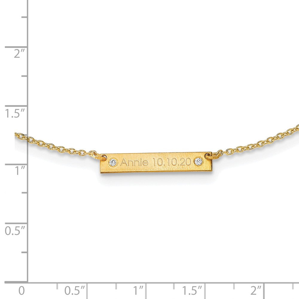 14K Gelbgold Gebürstet 1 Station mit Diamanten Halskette
