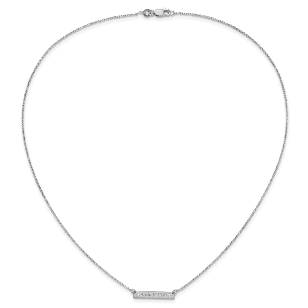 14K Weißgold Gebürstet 1 Station mit Diamanten Halskette