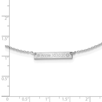Sterlingsilber Rhodiniert Gebürstet 1 Station mit Diamanten Halskette