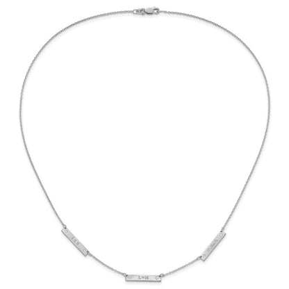 Sterlingsilber Rhodiniert Gebürstet 3 Station mit Diamanten Halskette