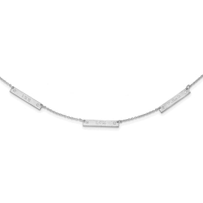 Sterlingsilber Rhodiniert Gebürstet 3 Station mit Diamanten Halskette