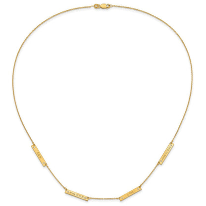 14K Gelbgold Gebürstet 4 Station mit Diamanten Halskette