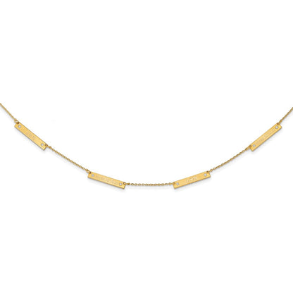 14K Gelbgold Gebürstet 4 Station mit Diamanten Halskette