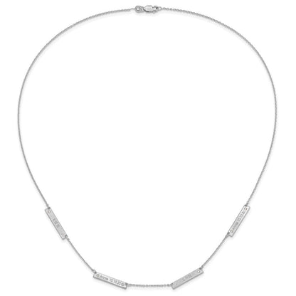 Sterlingsilber Rhodiniert Gebürstet 4 Station mit Diamanten Halskette