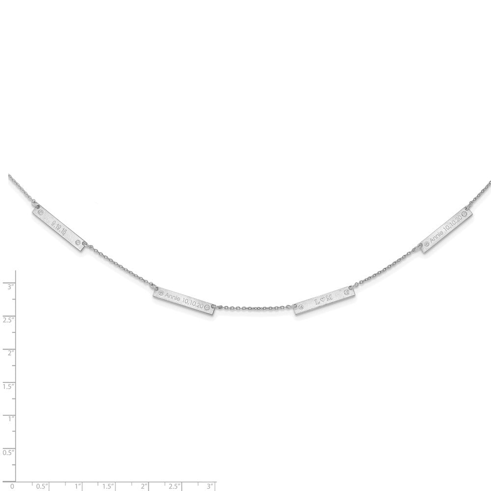 14K Weißgold Gebürstet 4 Station mit Diamanten Halskette