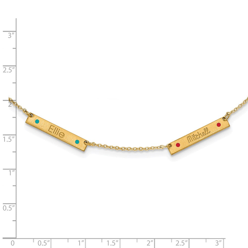 14K Gelbgold Gebürstet 2 Station Epoxid Dots Halskette