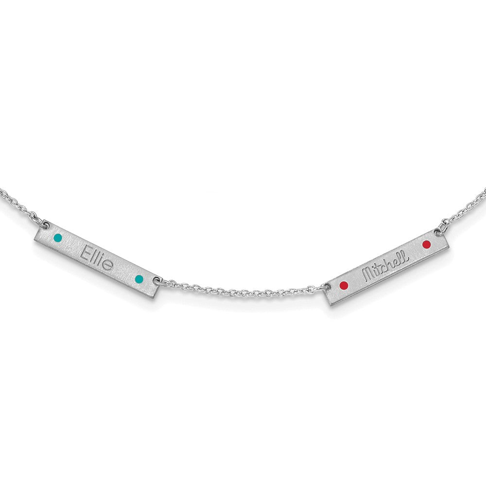 Sterlingsilber Rhodiniert Gebürstet 2 Station Epoxid Dots Halskette