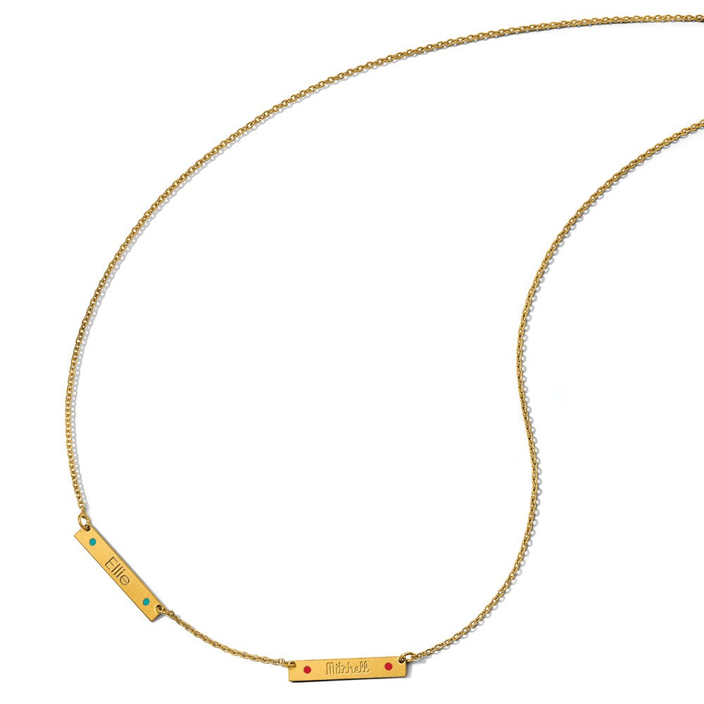 14K Gelbgold Gebürstet 2 Station Epoxid Dots Halskette