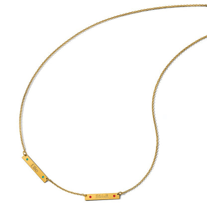 14K Gelbgold Gebürstet 2 Station Epoxid Dots Halskette