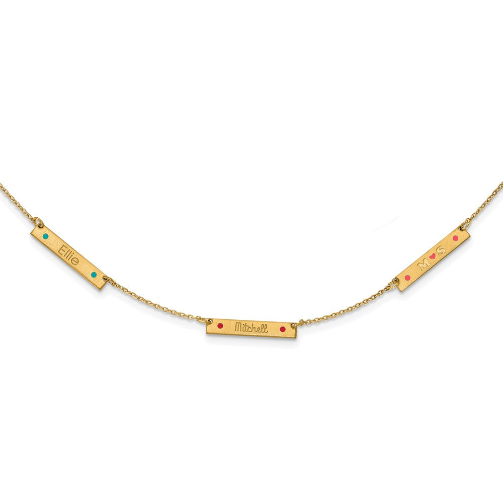 14K Gelbgold Gebürstet 3 Station Epoxid Dots Halskette