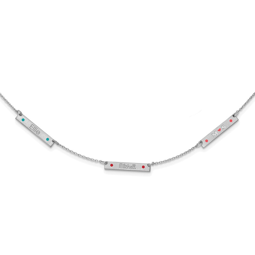 Sterlingsilber Rhodiniert Gebürstet 3 Station Epoxid Dots Halskette